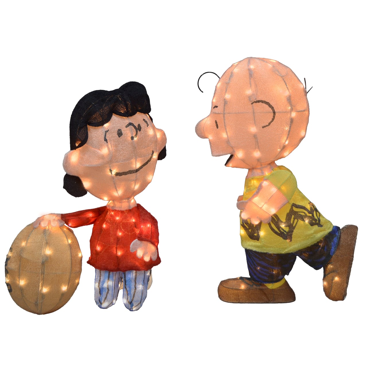 2.5ft. LED Peanuts Lucy with Football & Charlie Brown Yard Art